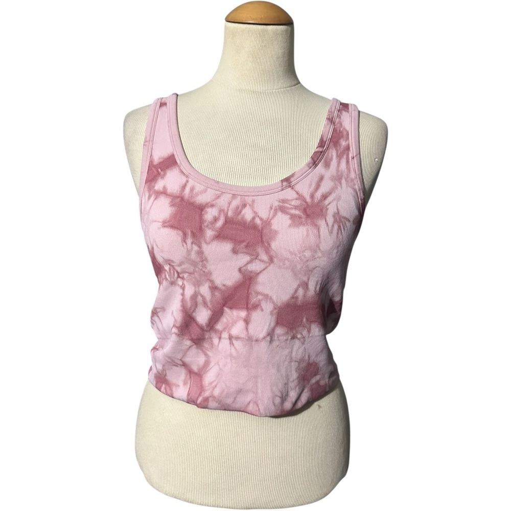 Half Moon Active Tie Dye Cropped Tank Top Pink XL